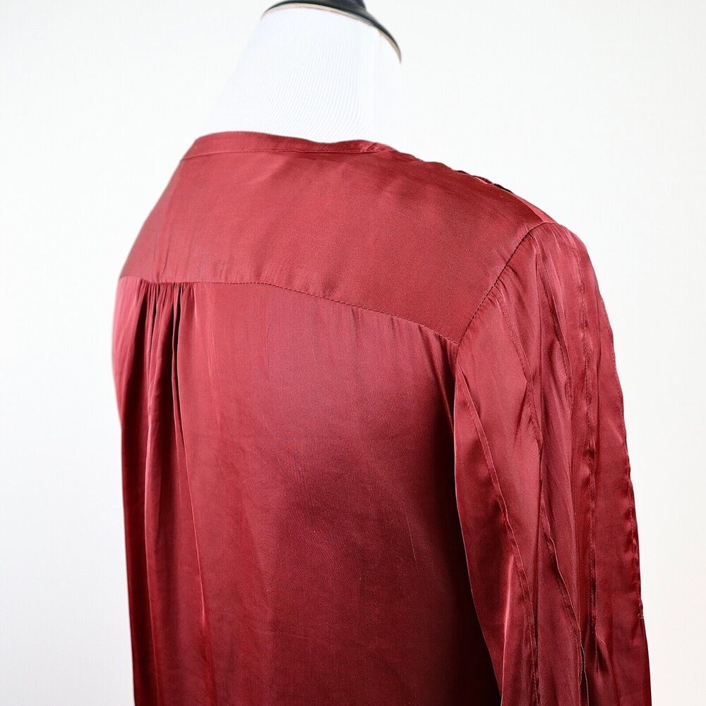 J Crew Size M Featherweight Satin Tie Neck Blouse Clay Tile Orange - Picture 6 of 11
